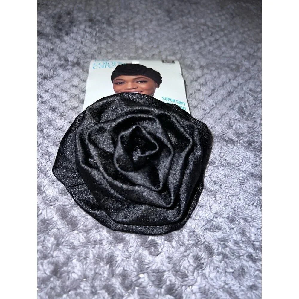 KISS Soft Satin Pre Tied Turbin With Top Knot Black Long Lasting Multi-Purpose
